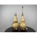 Pair of Pale Yellow Ceramic Table Lamps