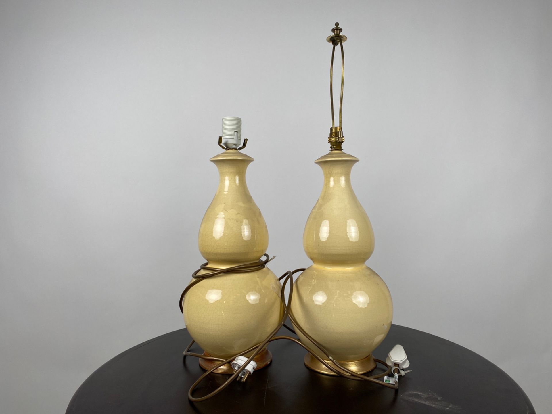 Pair of Pale Yellow Ceramic Table Lamps