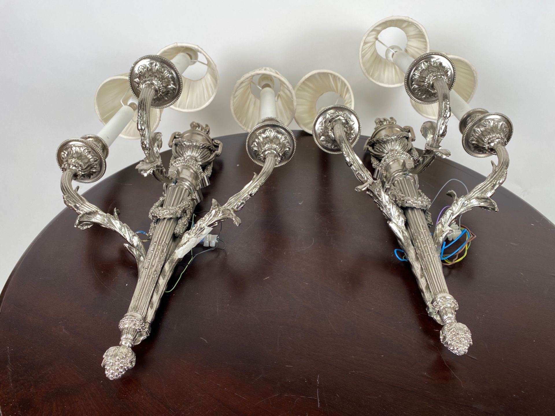 Pair of French Style Silver Wall Lights - Image 2 of 4