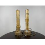 Pair of Speckled Glass Tiered Table Lamps