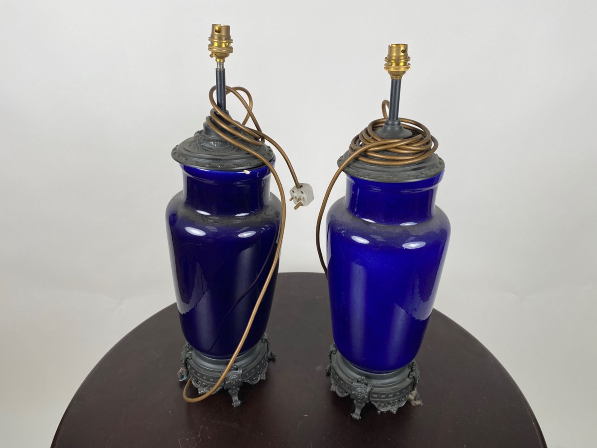 Pair of Blue Ceramic Table Lamps - Image 2 of 4