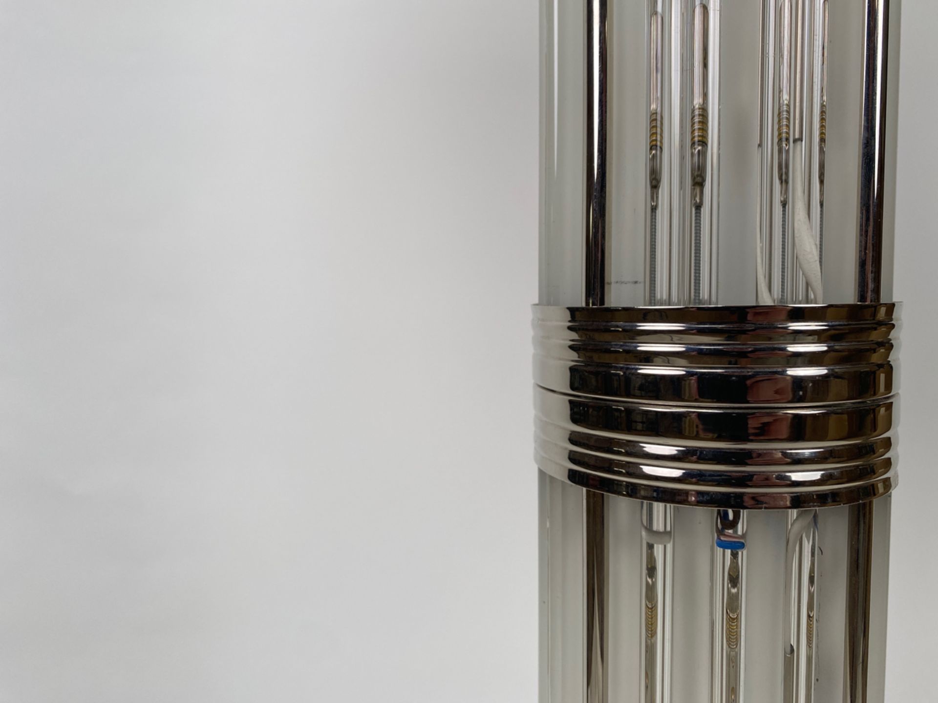 Art Deco Style Model le Mons Glass Rods, Chrome, and Black Lacquer Floor Lamp - Image 4 of 7