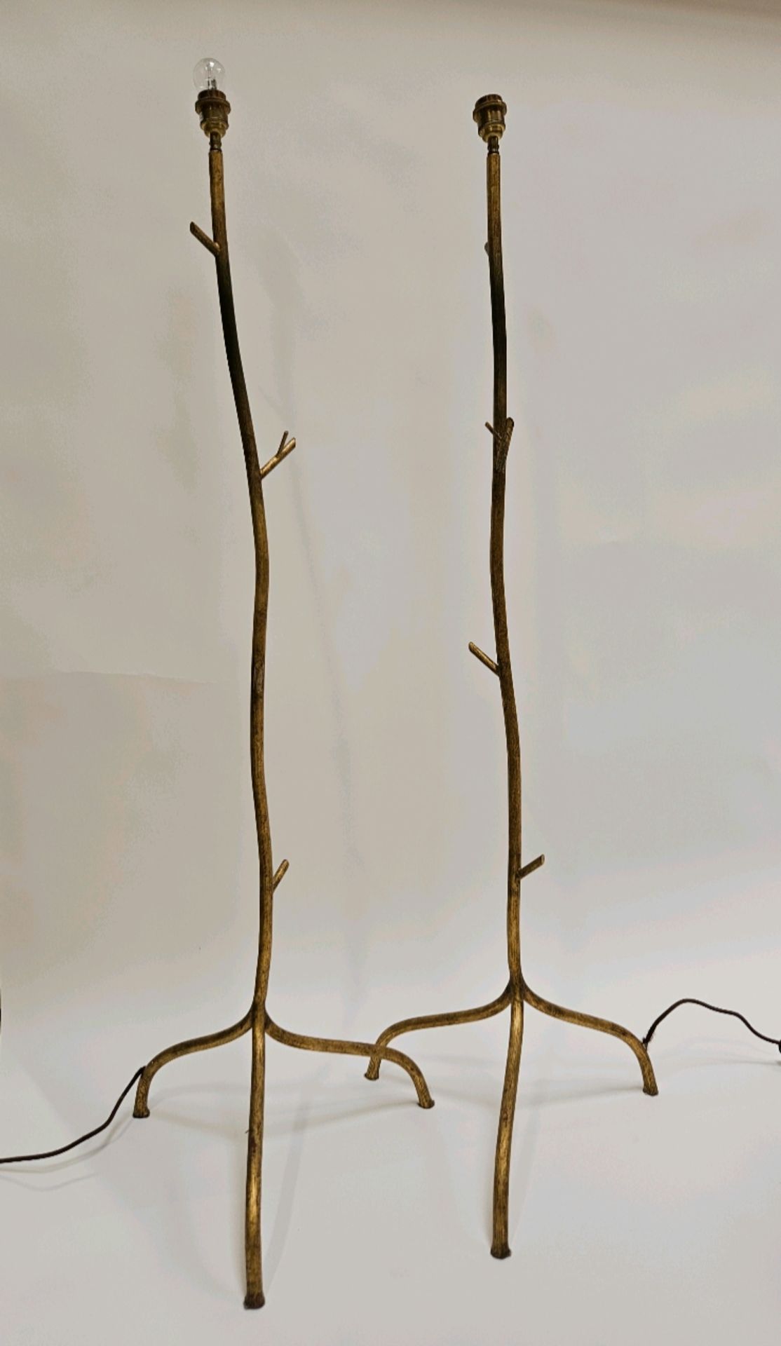 Pair of Porta Romana Forest Floor Lamps with Table Lamp in Burnished Gold