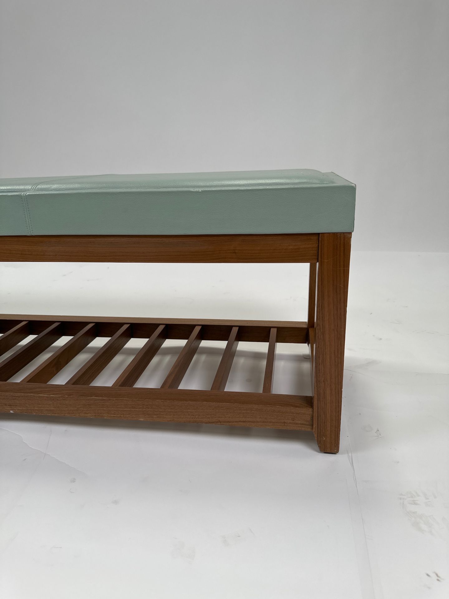 Large Leather Bench with Slats - Image 5 of 5