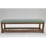 Large Leather Bench with Slats