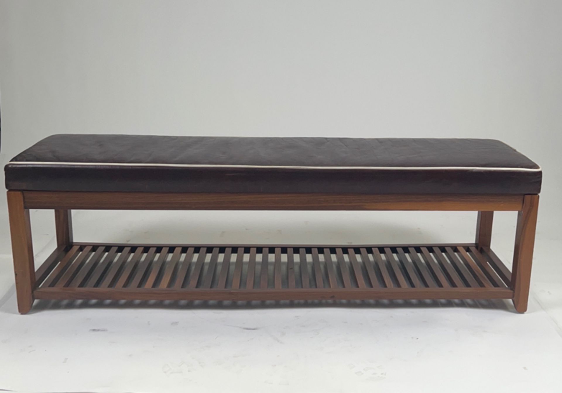 Burgundy imitation croc-skin Leather Padded bench