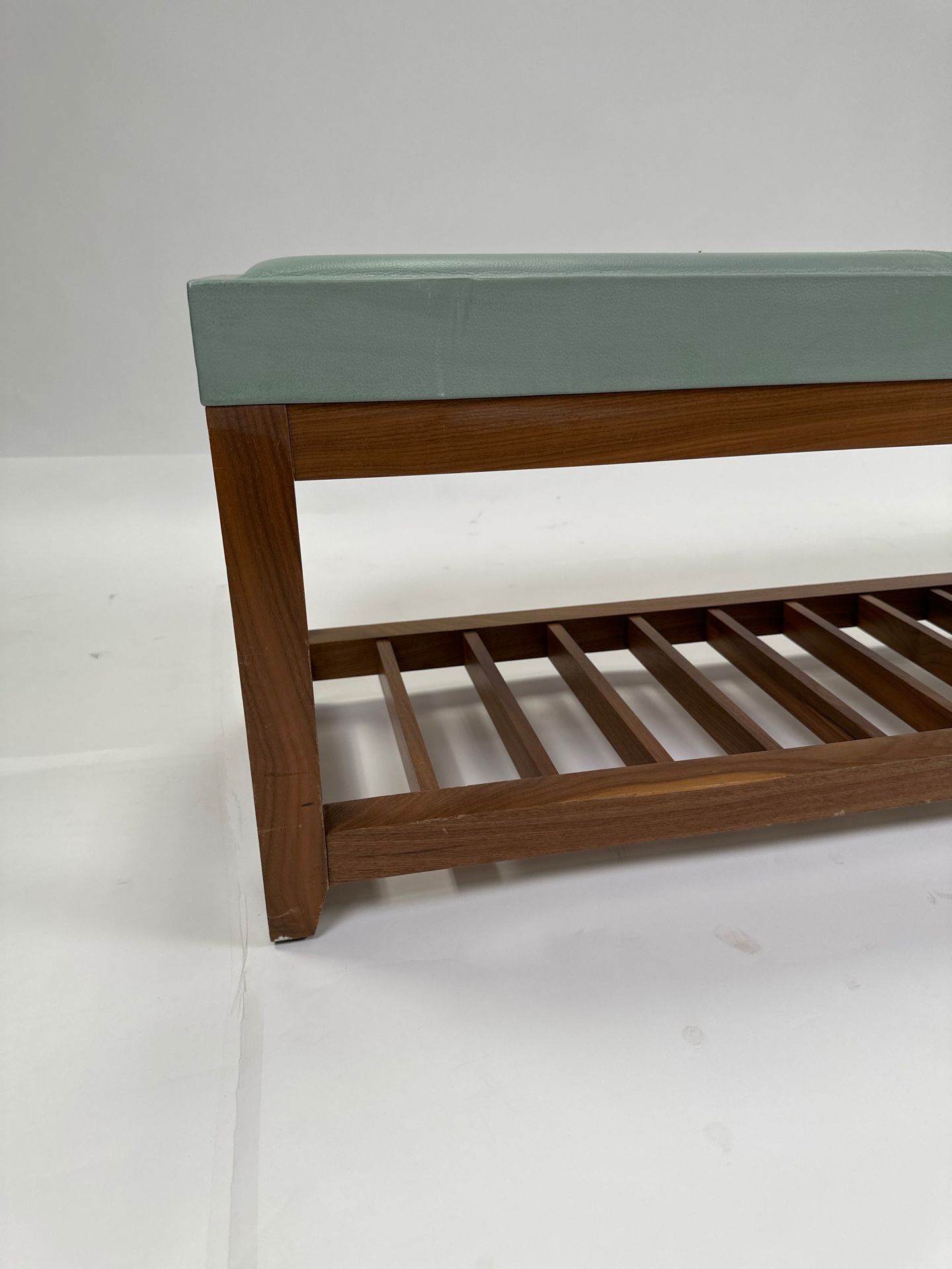 Large Leather Bench with Slats - Image 4 of 5