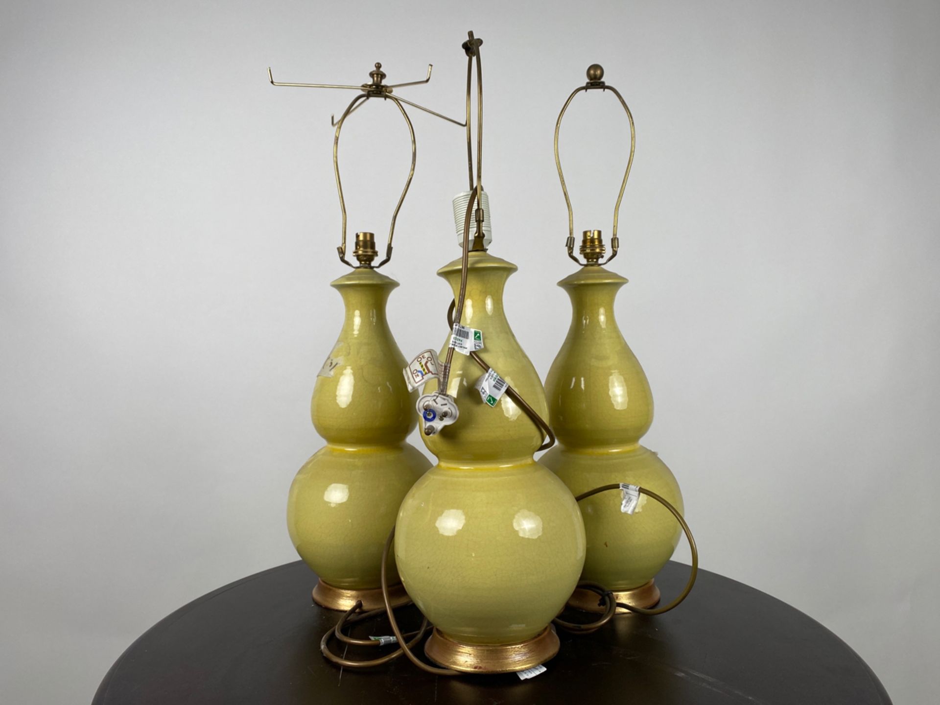 Trio of Yellow Ceramic Table Lamps