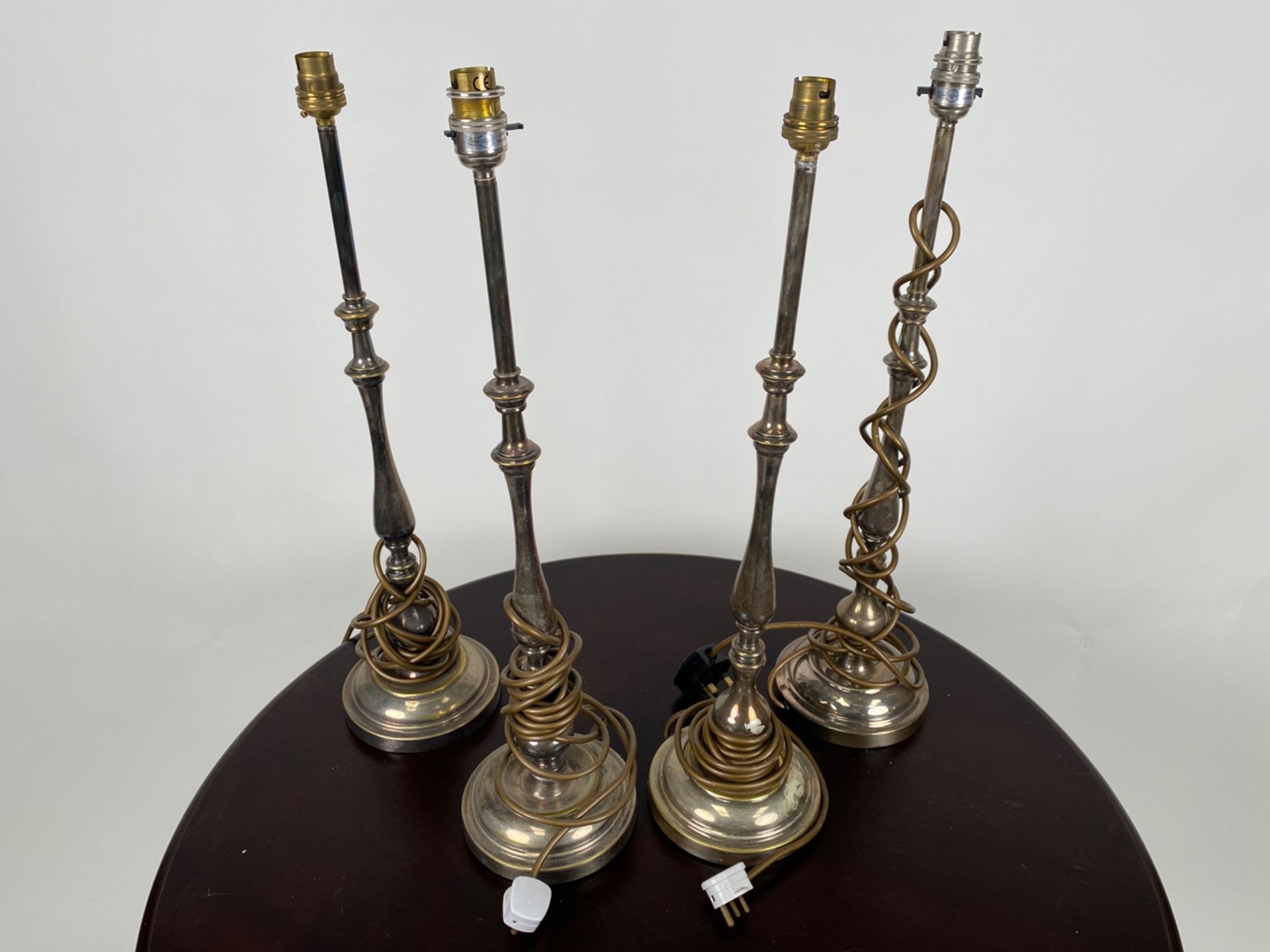Set of 4 Nickel Plated Table Lamps - Image 2 of 4