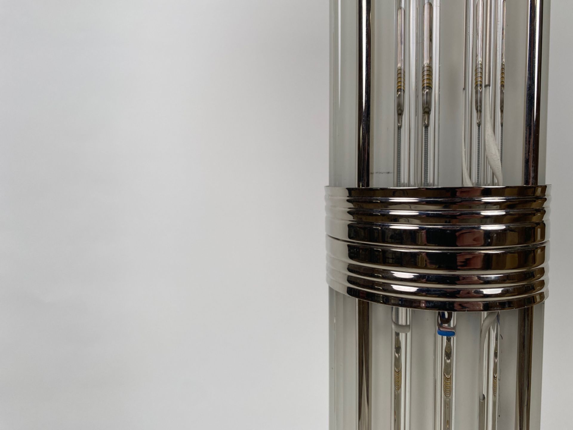 Art Deco Style Model le Mons Glass Rods, Chrome, and Black Lacquer Floor Lamp - Image 6 of 11