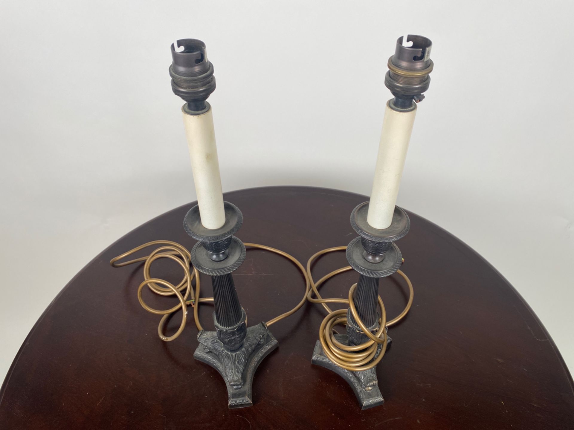 Pair of Bronze Candlestick Lamps - Image 3 of 5