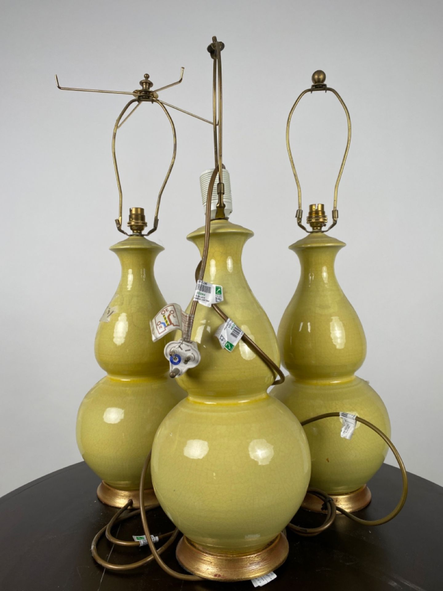 Trio of Yellow Ceramic Table Lamps - Image 2 of 4