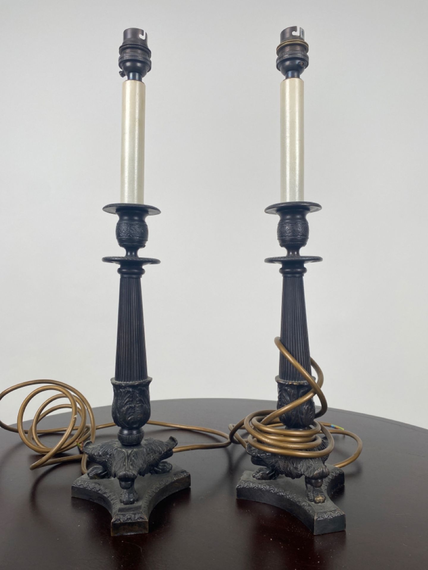 Pair of Bronze Candlestick Lamps - Image 2 of 5