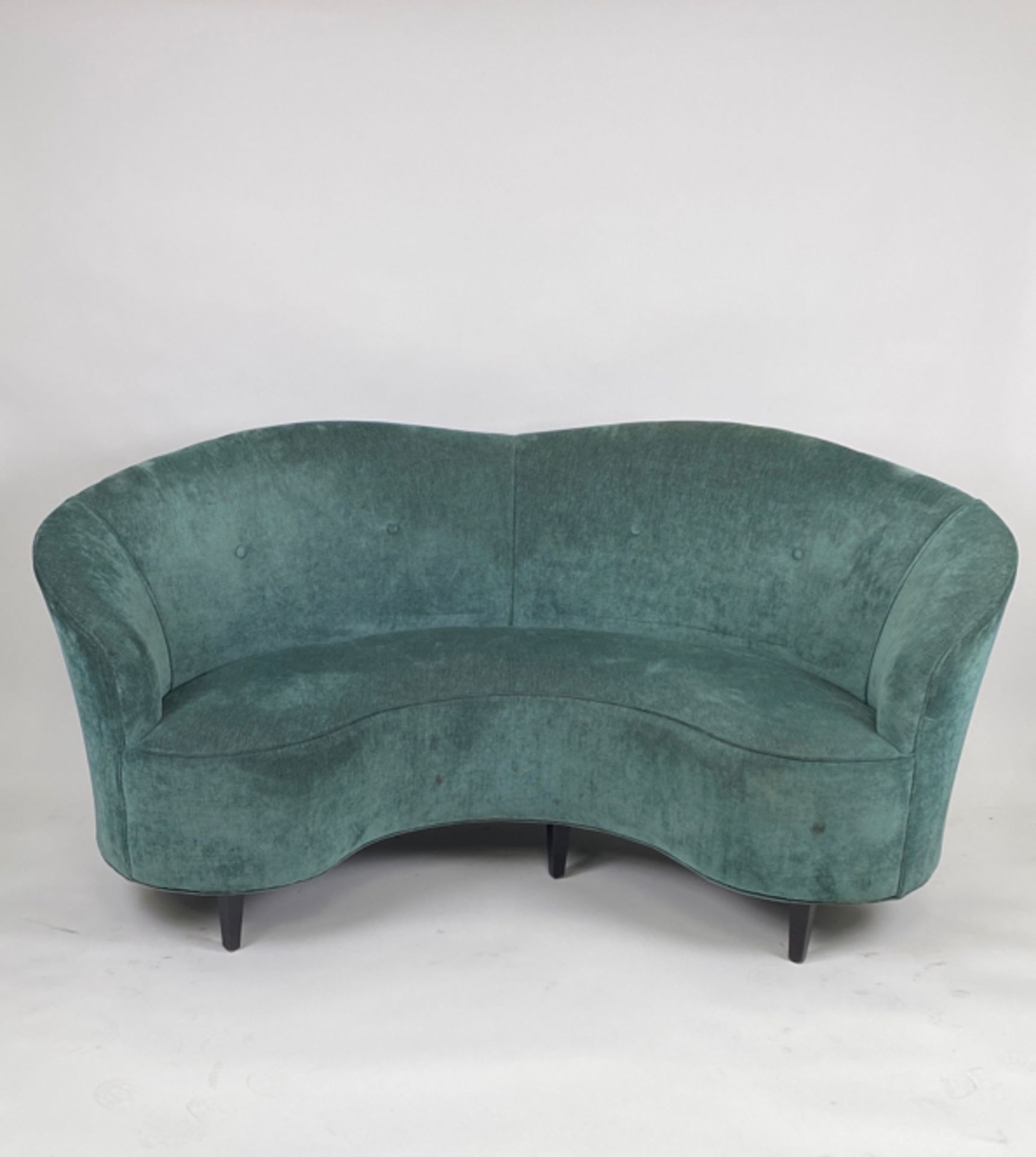 Curved Teal Sofa - Image 2 of 2