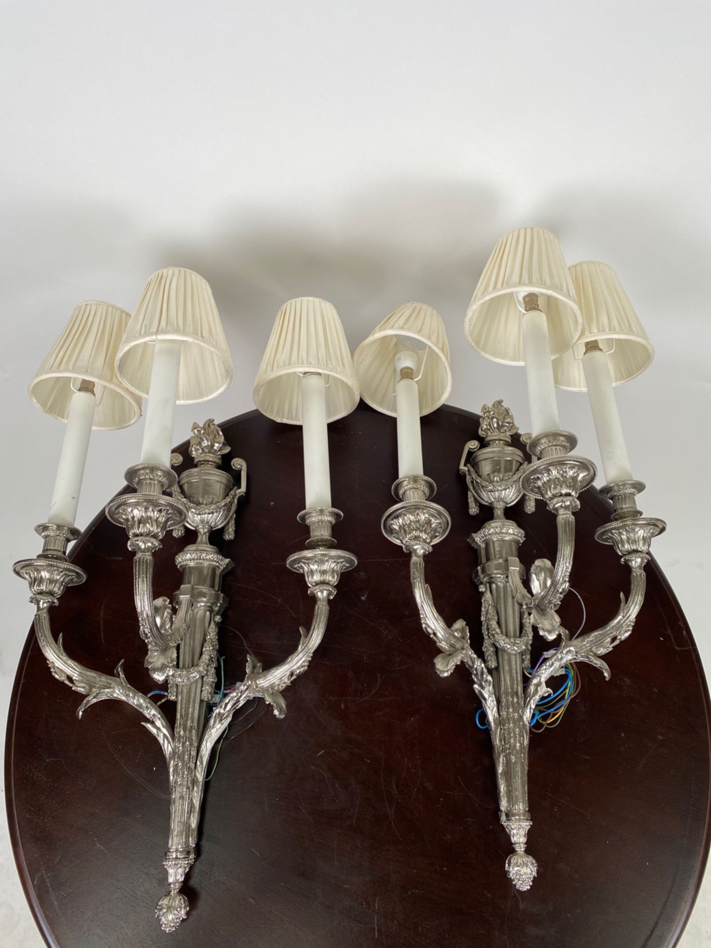 Pair of French Style Silver Wall Lights