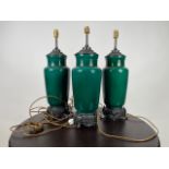 Set of 4 Green Ceramic Table Lamps