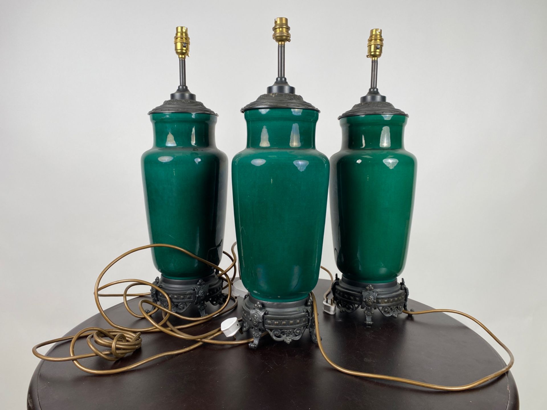 Set of 4 Green Ceramic Table Lamps