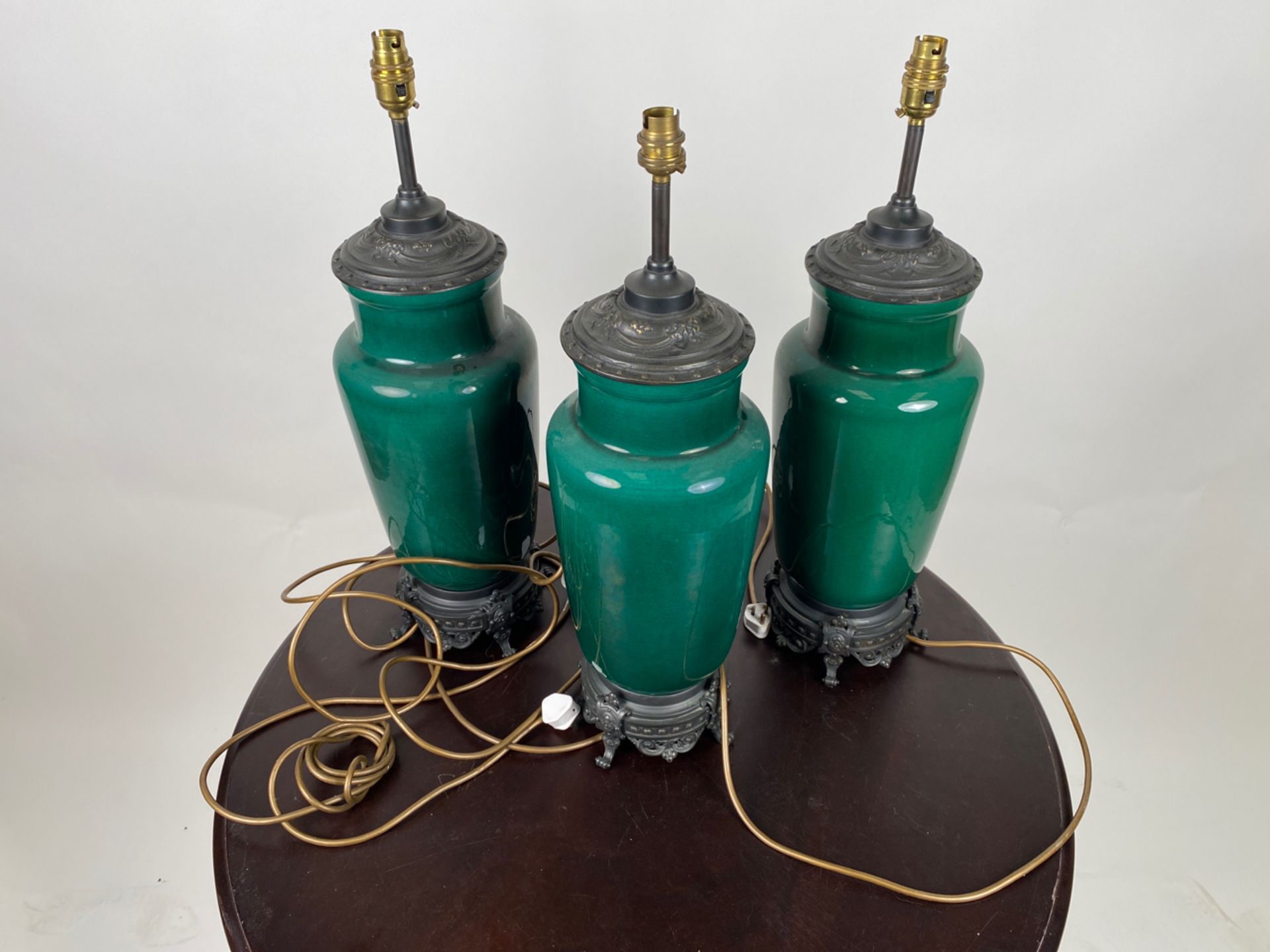 Set of 4 Green Ceramic Table Lamps - Image 2 of 5