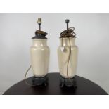 Trio of Cream Ceramic Table Lamps