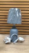 RIBBED TABLE LAMP 26CM BLUE