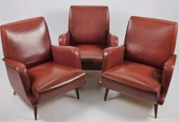 Trio of Italian Leather Accent Chairs