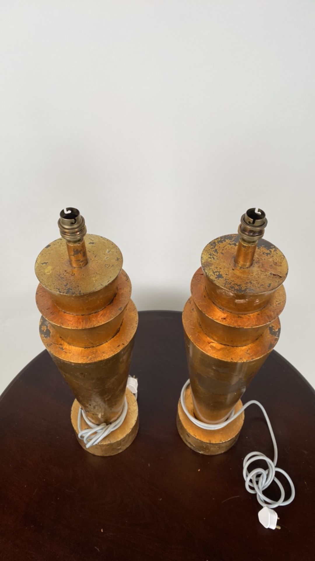 Pair of Art Deco Style Wooden Table Lamps - Image 3 of 4