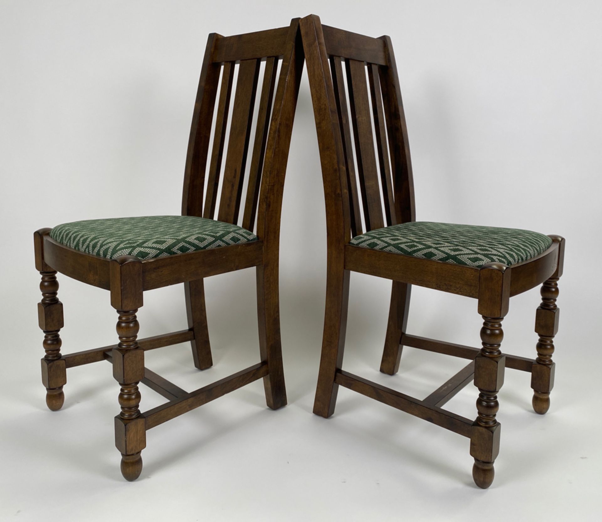 Mayfair Dining Chairs with Green Diamond Padded Seat - Image 2 of 5