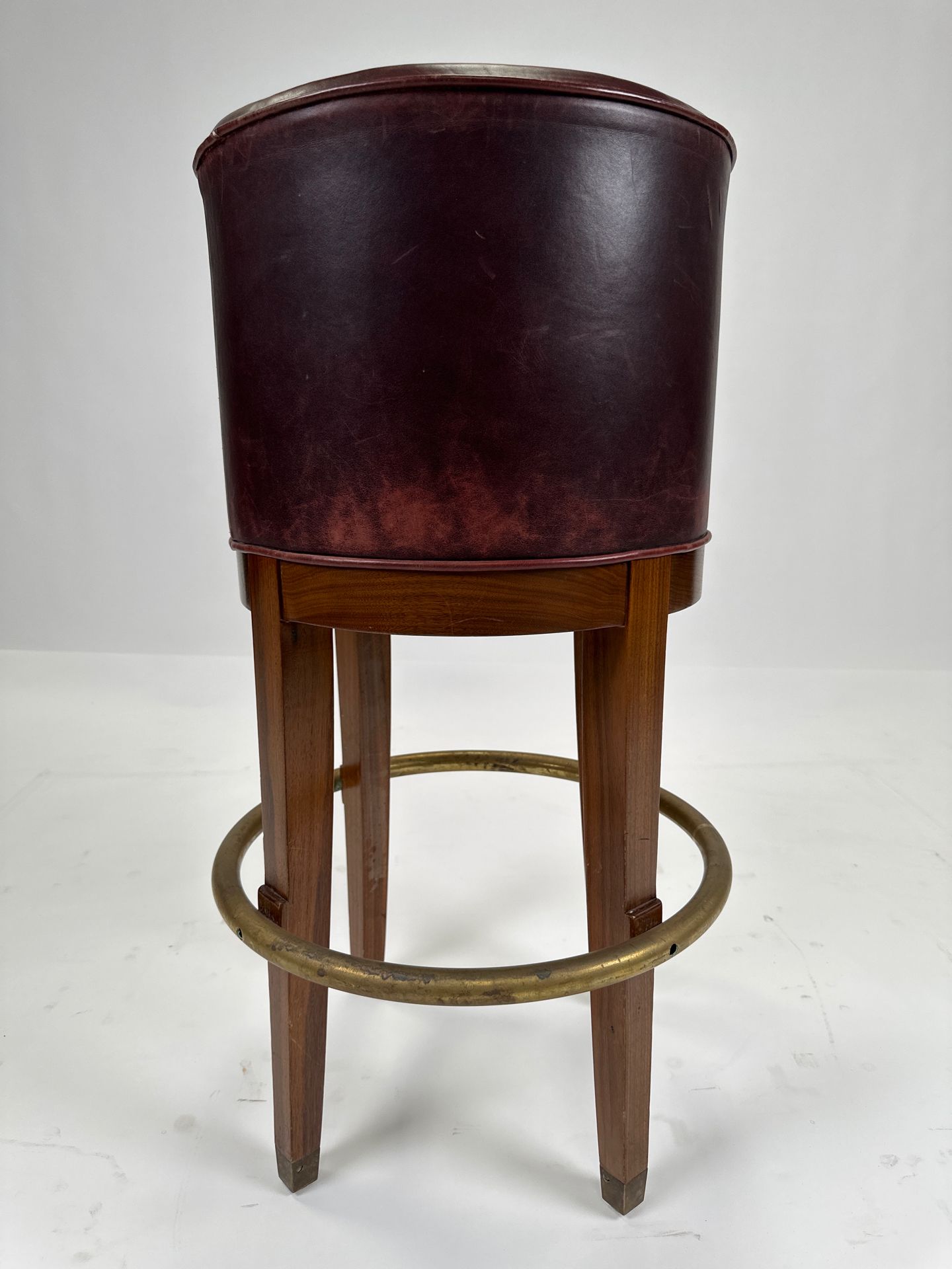 Leather & Brass Bar Stool - Image 4 of 6