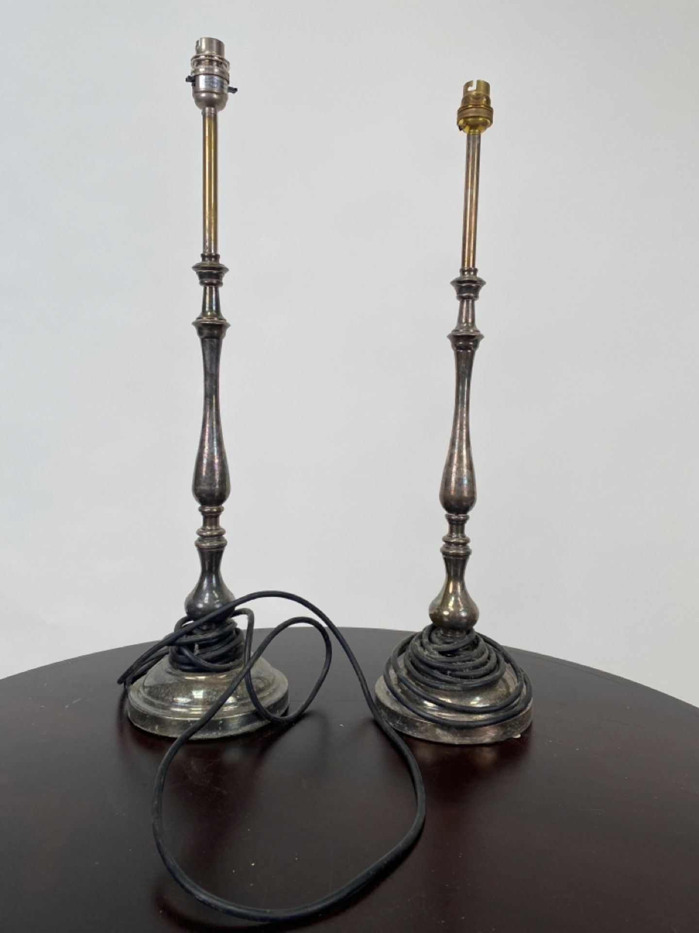 Pair of Nickel Plated Table Lamps - Image 2 of 4