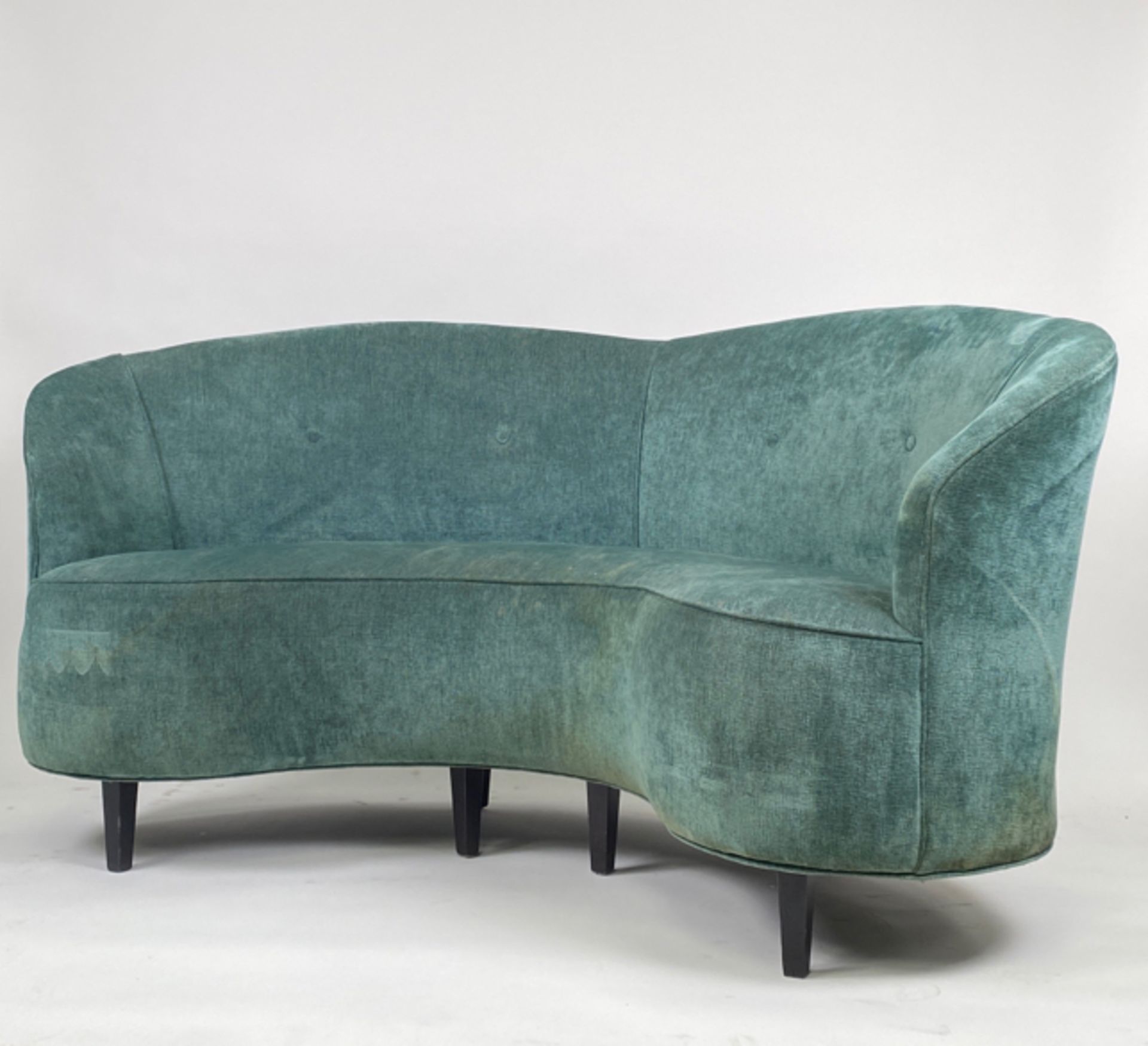 Curved Teal Sofa - Image 4 of 5
