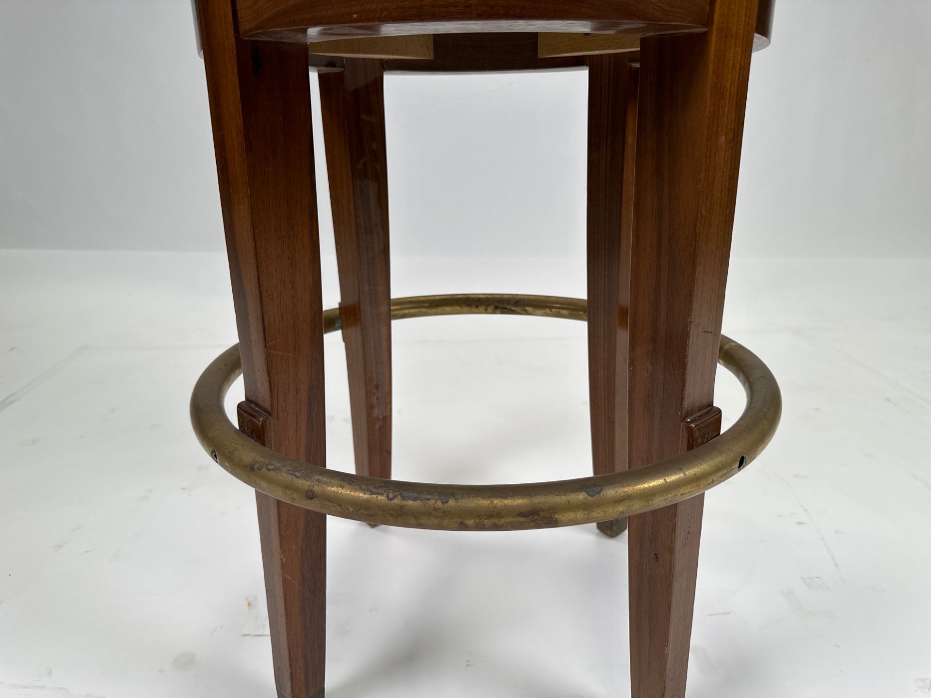 Leather & Brass Bar Stool - Image 5 of 6