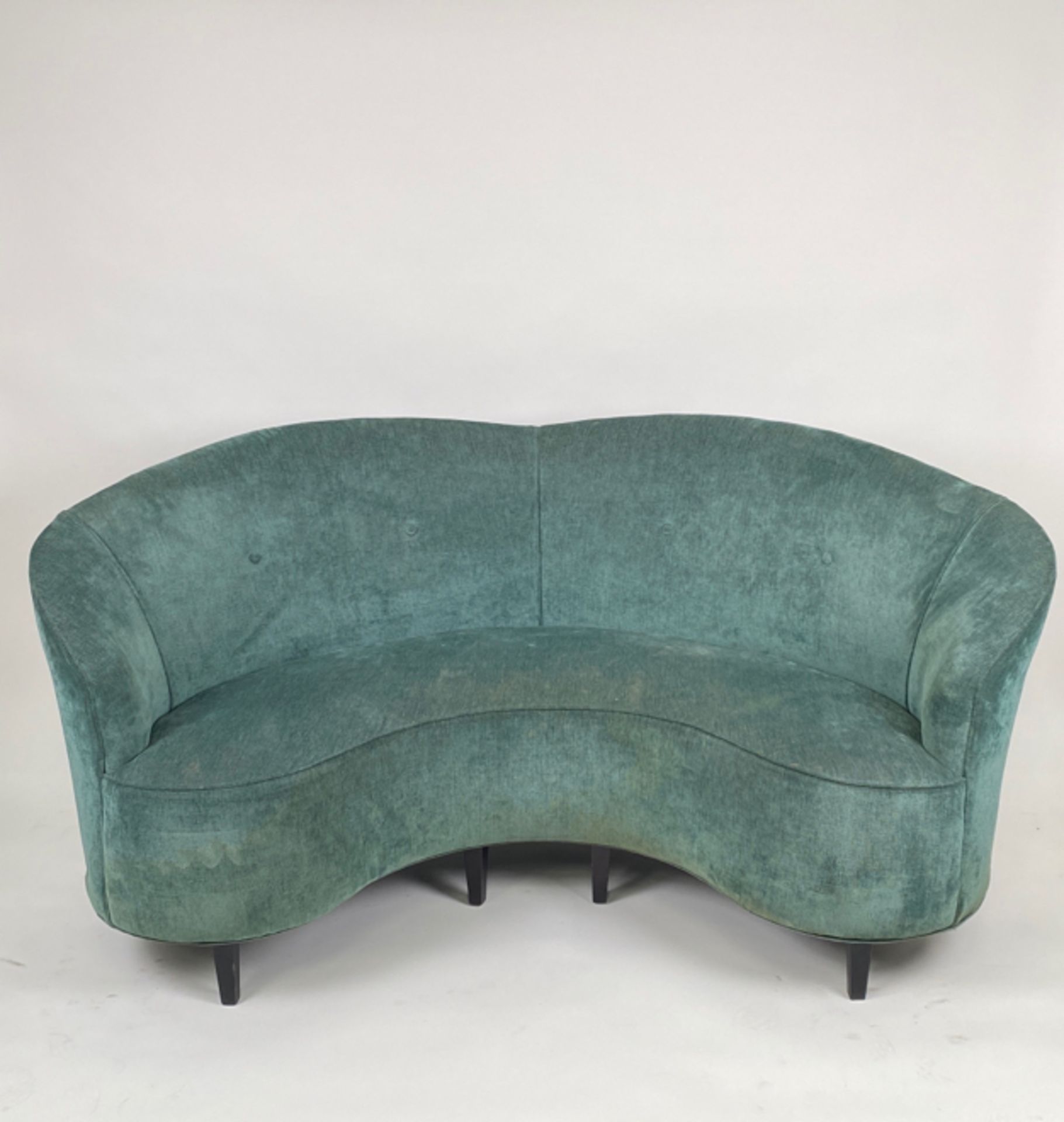 Curved Teal Sofa - Image 3 of 5