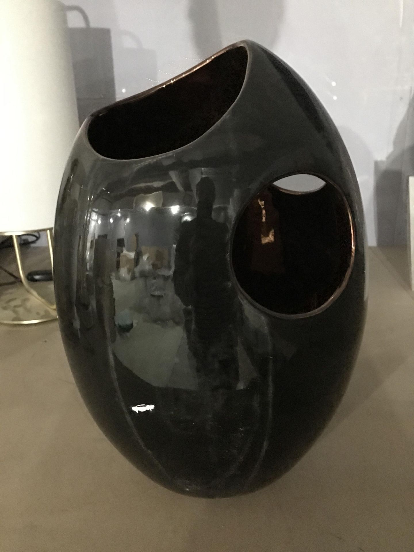 Black Glass Decorative Vase - Image 3 of 3