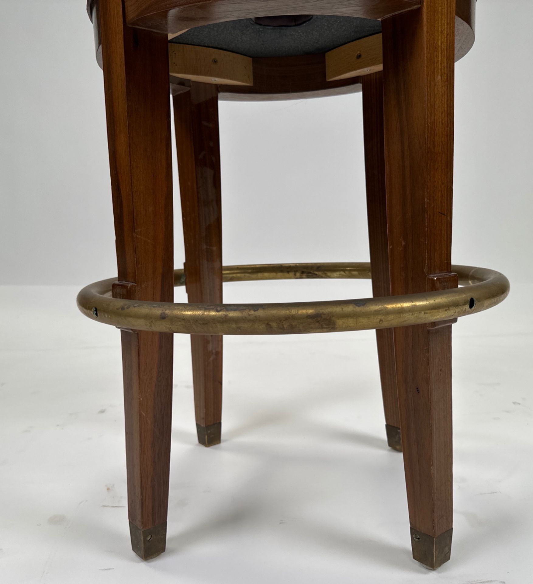 Leather & Brass Bar Stool - Image 6 of 6