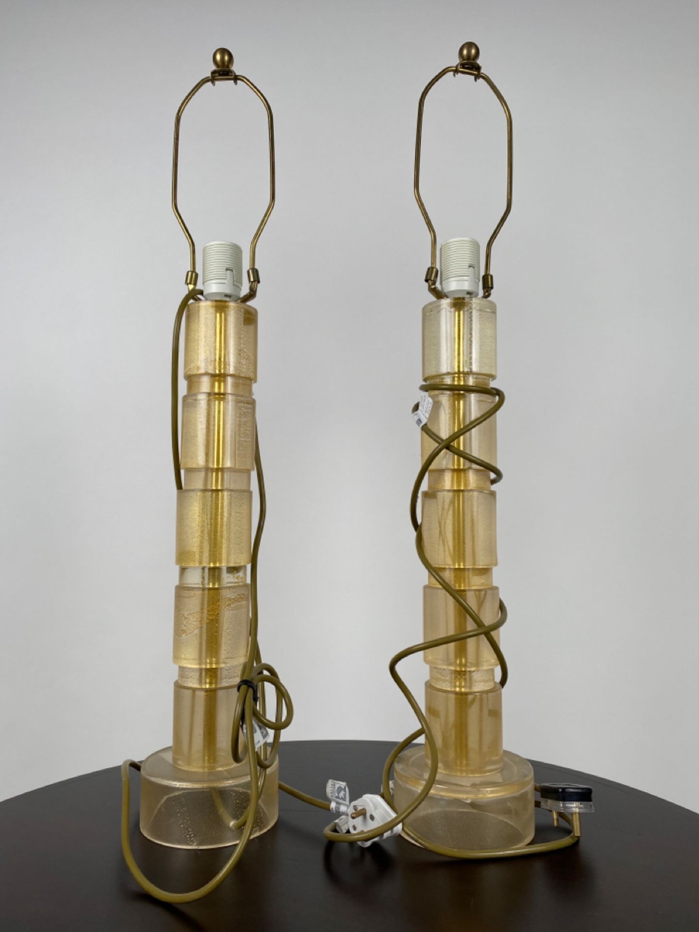 Pair of Speckled Glass Tiered Table Lamps - Image 2 of 4