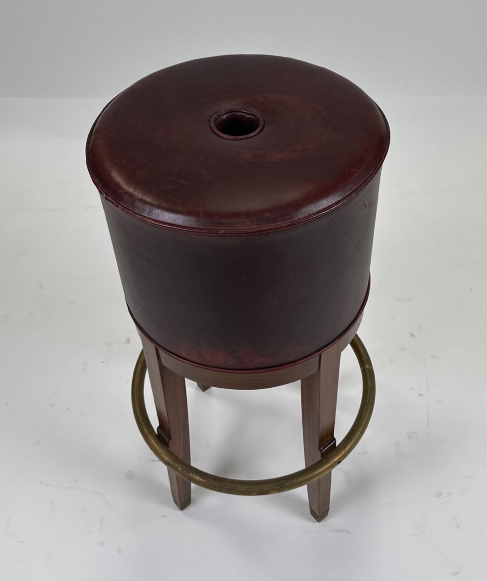 Leather & Brass Bar Stool - Image 2 of 6