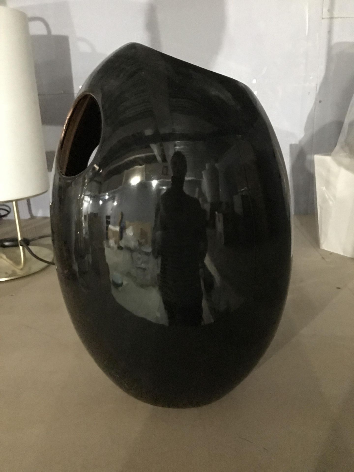 Black Glass Decorative Vase - Image 2 of 3