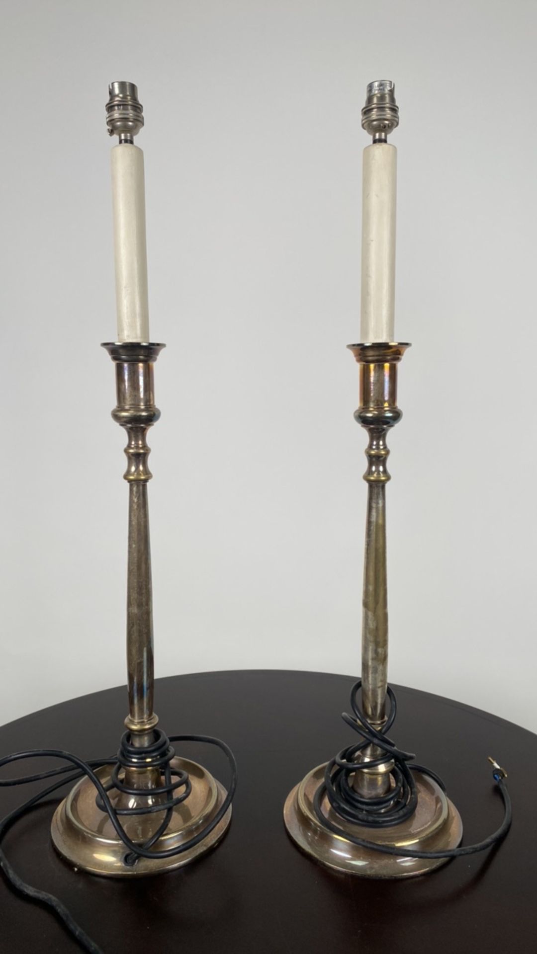 Pair of Nickel Plated Table Lamps - Image 2 of 4