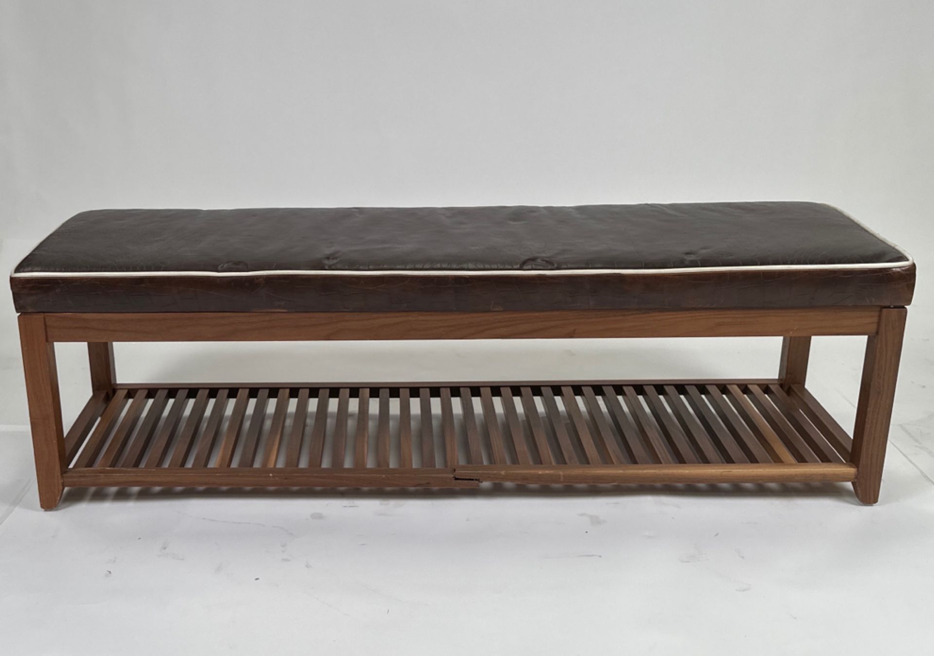 Wood & Faux Leather Bench