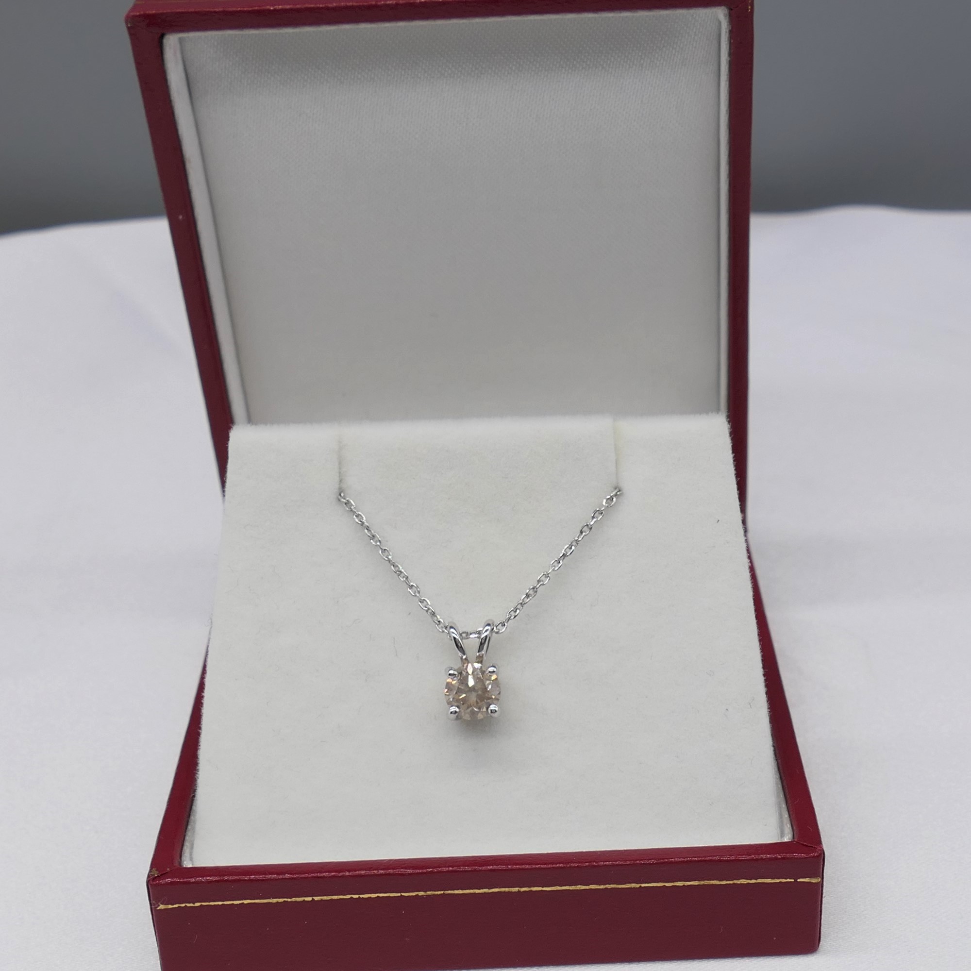 18ct white gold 0.74 carat diamond solitaire pendant with chain, boxed. - Image 5 of 7