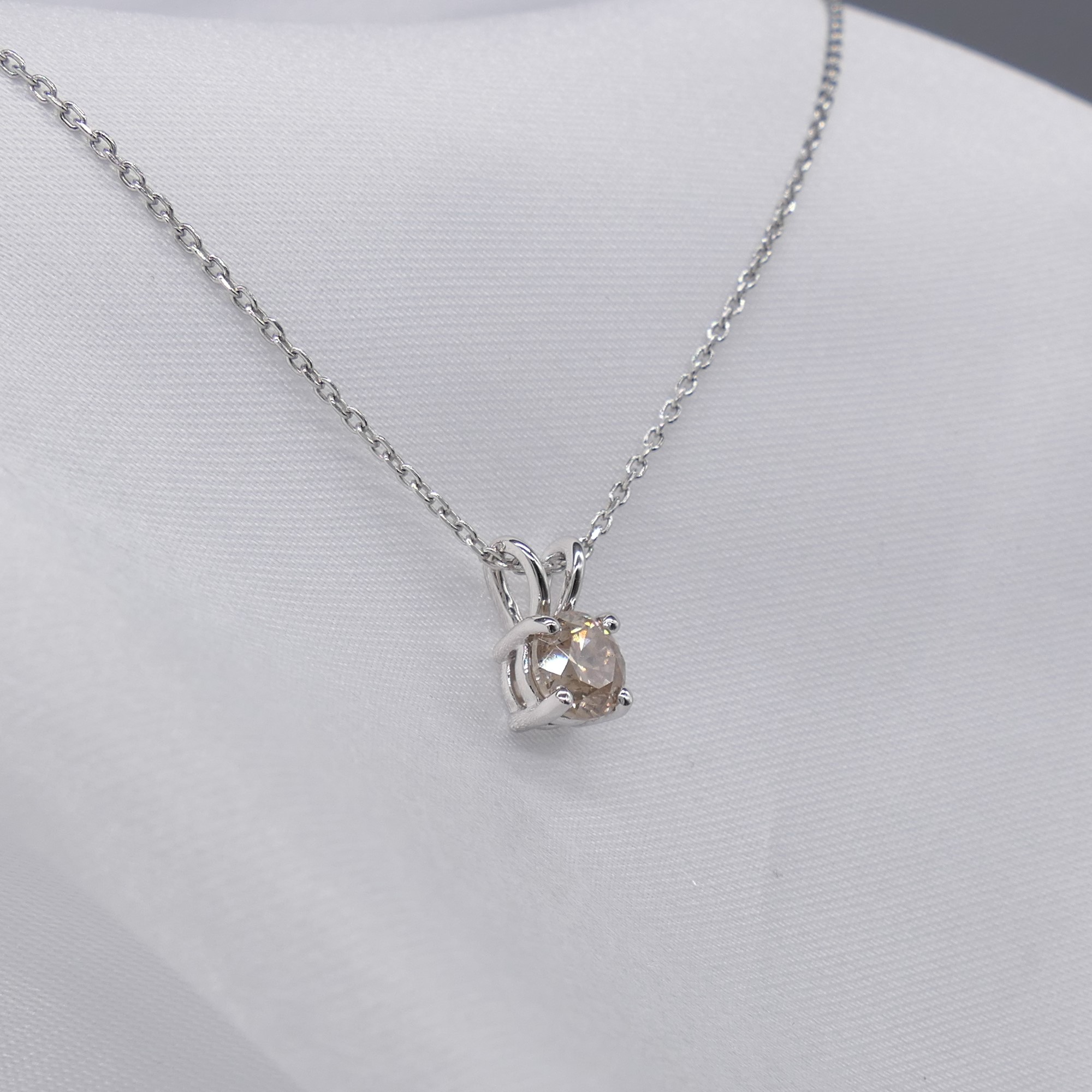 18ct white gold 0.74 carat diamond solitaire pendant with chain, boxed. - Image 2 of 7