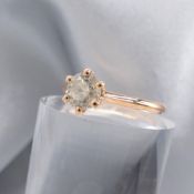 Certificated 18ct rose gold 0.91 carat diamond solitaire ring.