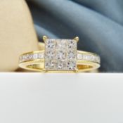 Stylish ""head and shoulders"" 0.80 carat princess-cut diamond ring