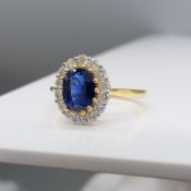 18ct yellow gold kyanite and diamond cluster ring with certificate