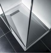 Designer Linear Stone 1000mm x 900mm x 25mm Low Profile Shower Tray with Stainless Steel Waste Kit