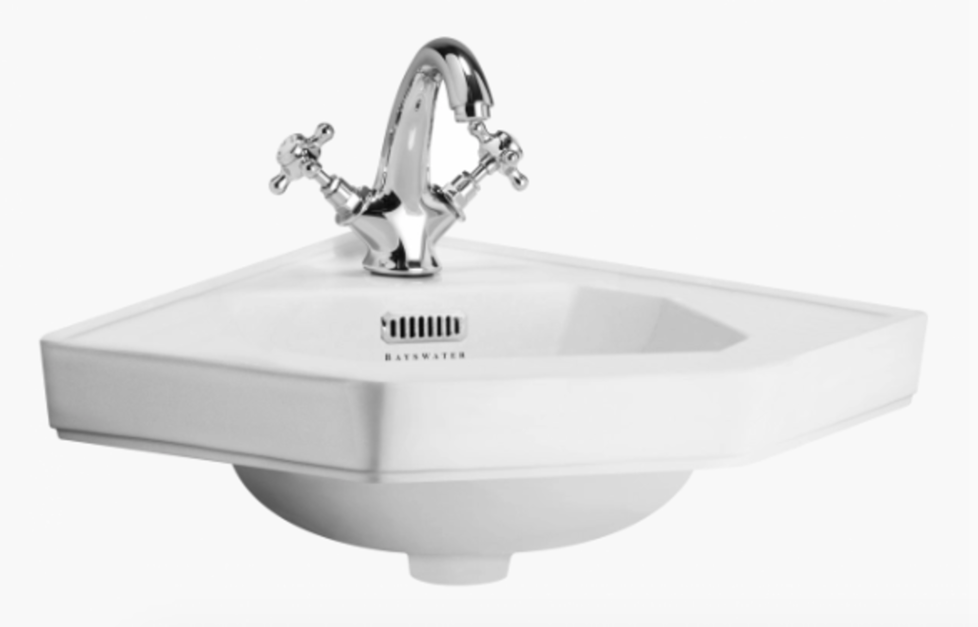 Bayswater 'Fitzroy' Traditional Style Ceramic Corner Wash Basin in White. RRP £145 - Brand New - Image 7 of 7