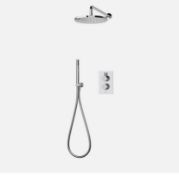 Designer Modern Concealed Shower Valve with Hand Held and Rainwater Shower Head Combination.