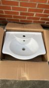 Designer 550mm Bathroom Wash Basin, finished in White, RRP £239 - Brand New, Boxed