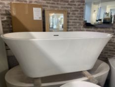 Designer 'MAYA' 1650mm x 750mm x 580mm White Freestanding Modern Designer Bath, Double Acrylic.