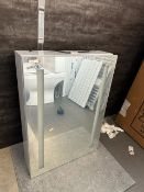 Designer Modern Bathroom LED Mirror Cabinet. Features LED illumination function. Measures 500mm W x